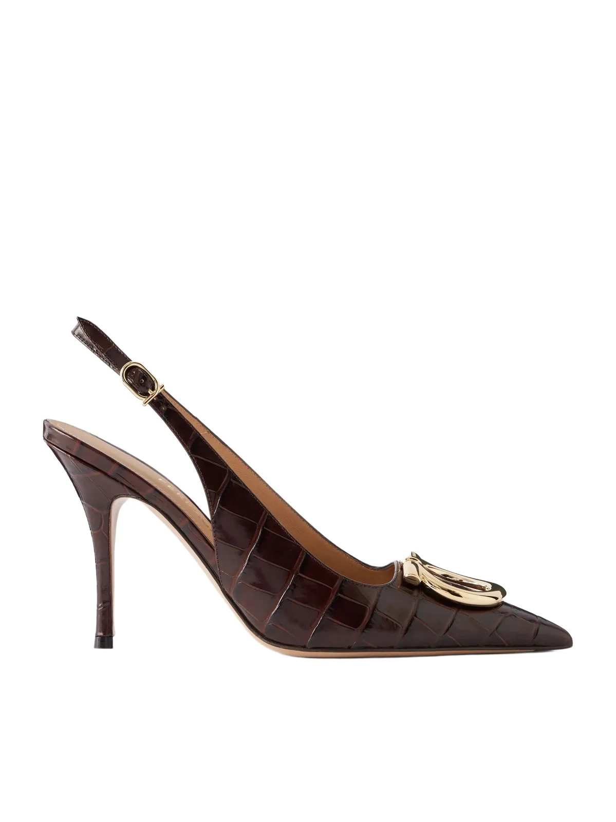 Sara 95 Croc-effect Leather Slingback Pumps