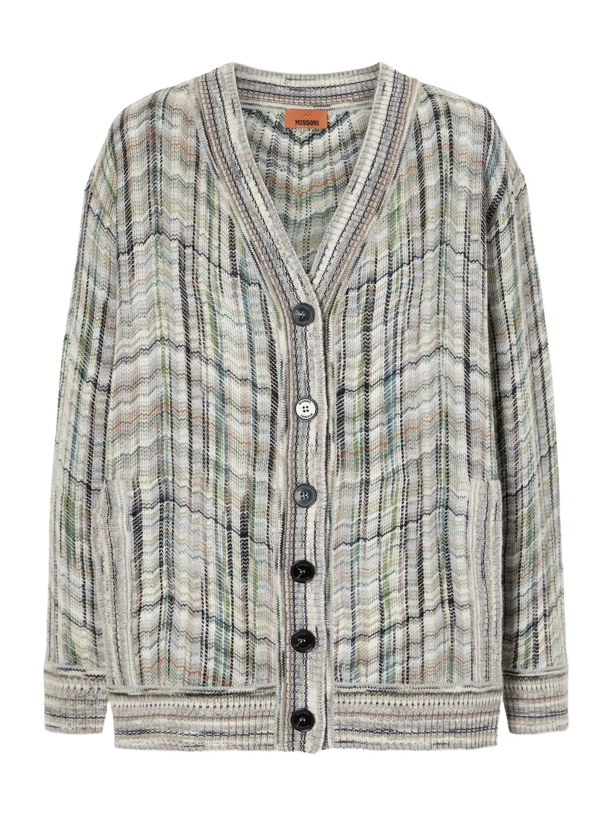 Striped Crochet-knit Wool-blend Cardigan