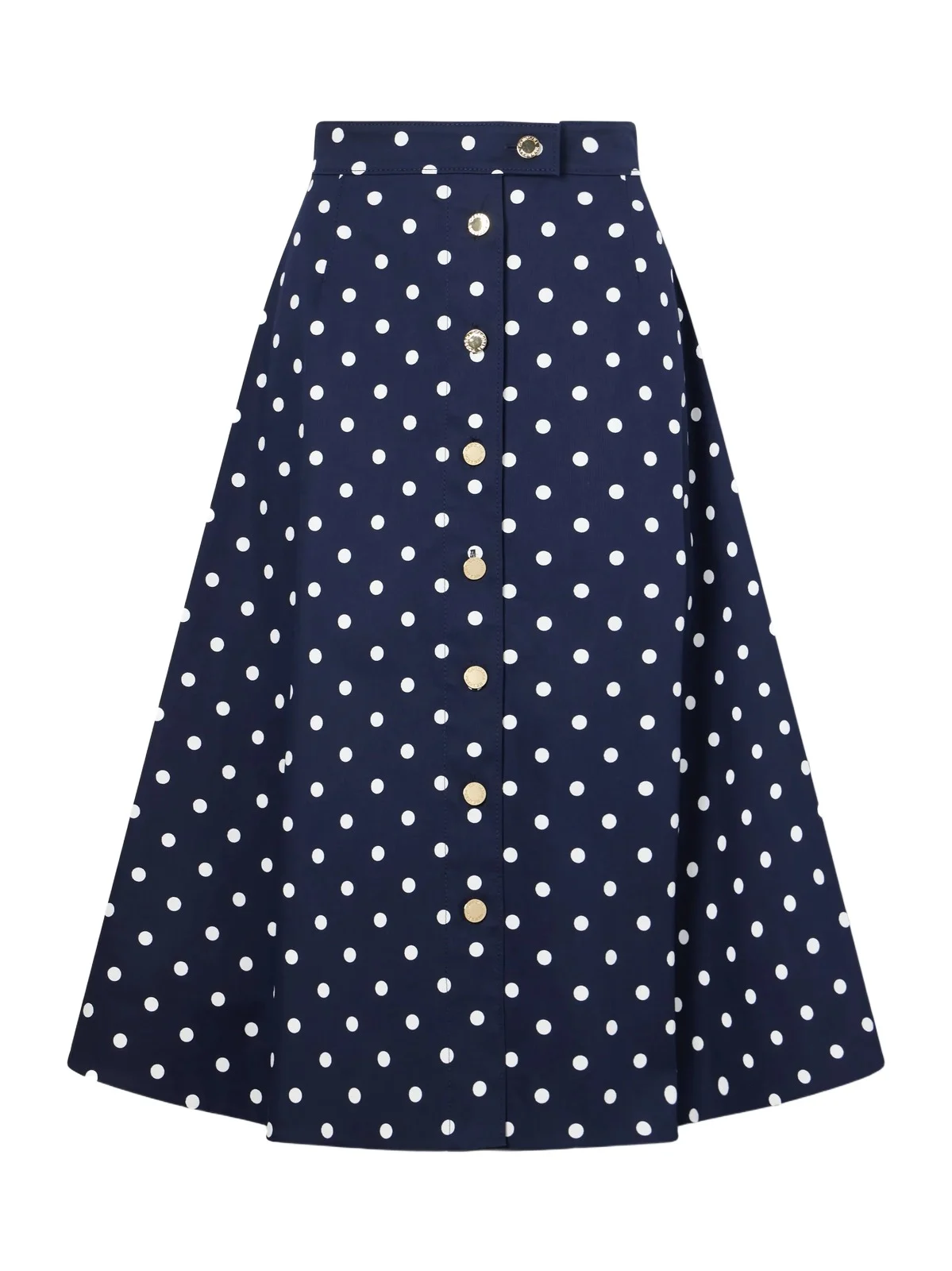 Polka-dot Cotton-blend Twill Midi Skirt