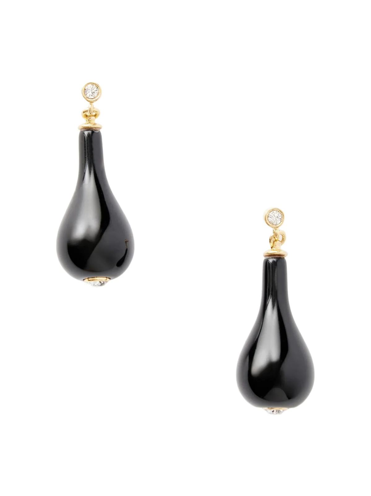 Gold-plated, Onyx And Swarovski Crystal Earrings Gold-plated, Onyx And Swarovski Crystal Earrings