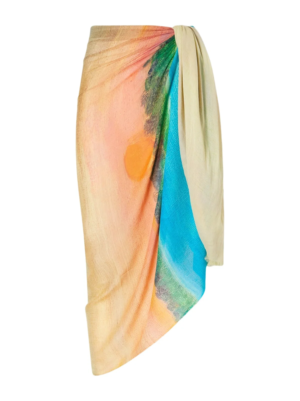 Donde Esteban Formentera Fringed Printed Cotton-blend Pareo