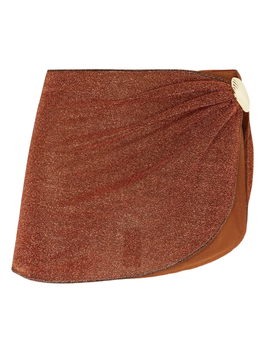 Oséree Lumière Metallic Embellished Lurex Pareo