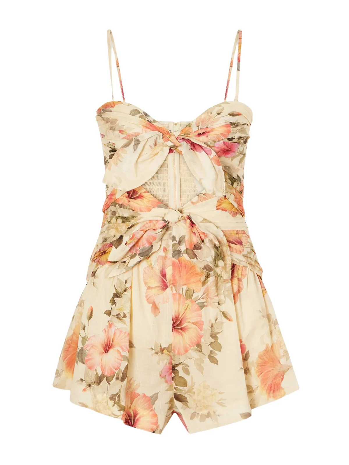 Mahon Cut-out Gathered Floral-print Cotton Playsuit