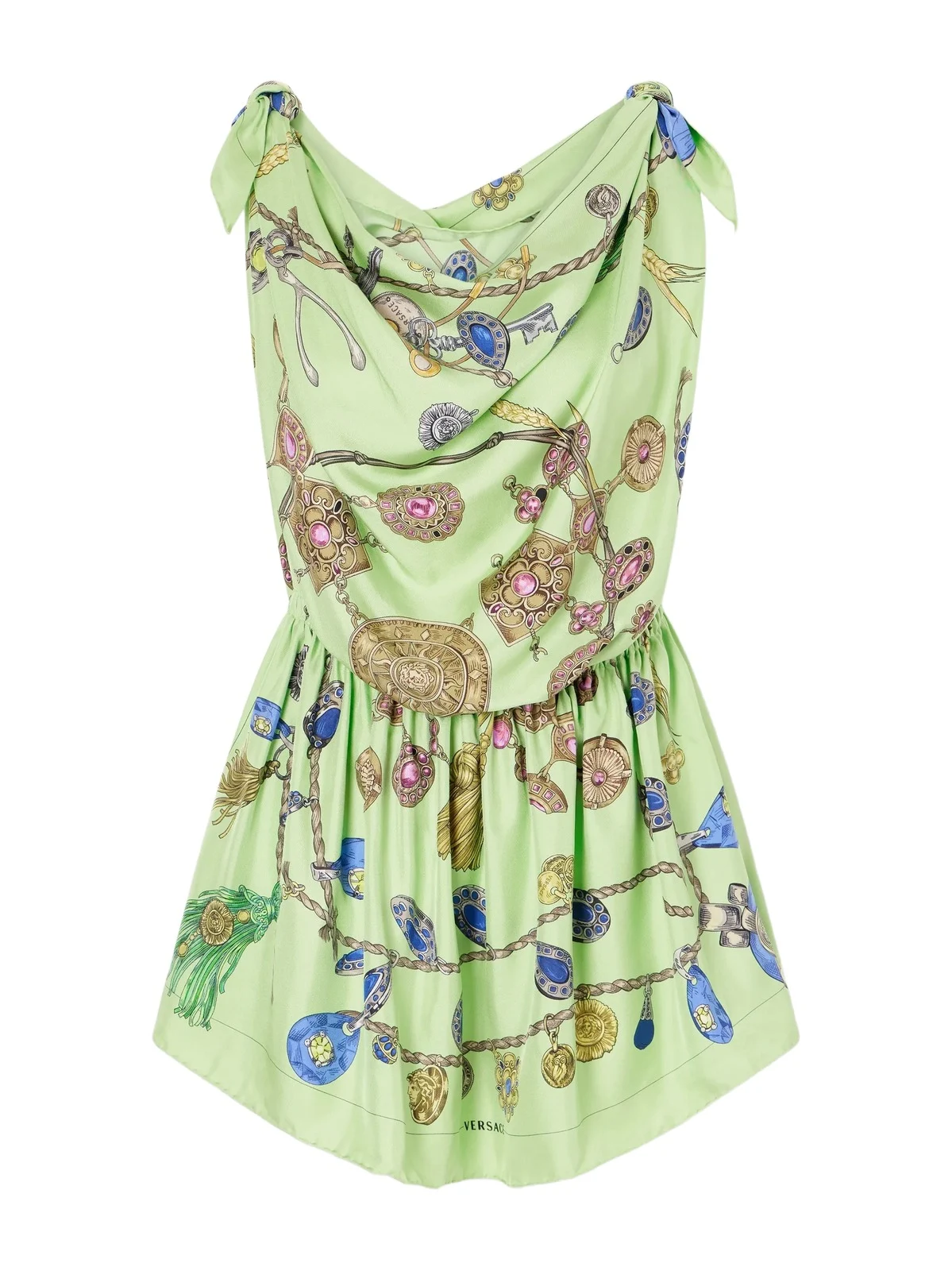 Knotted Draped Printed Silk-twill Mini Dress Knotted Draped Printed Silk-twill Mini Dress