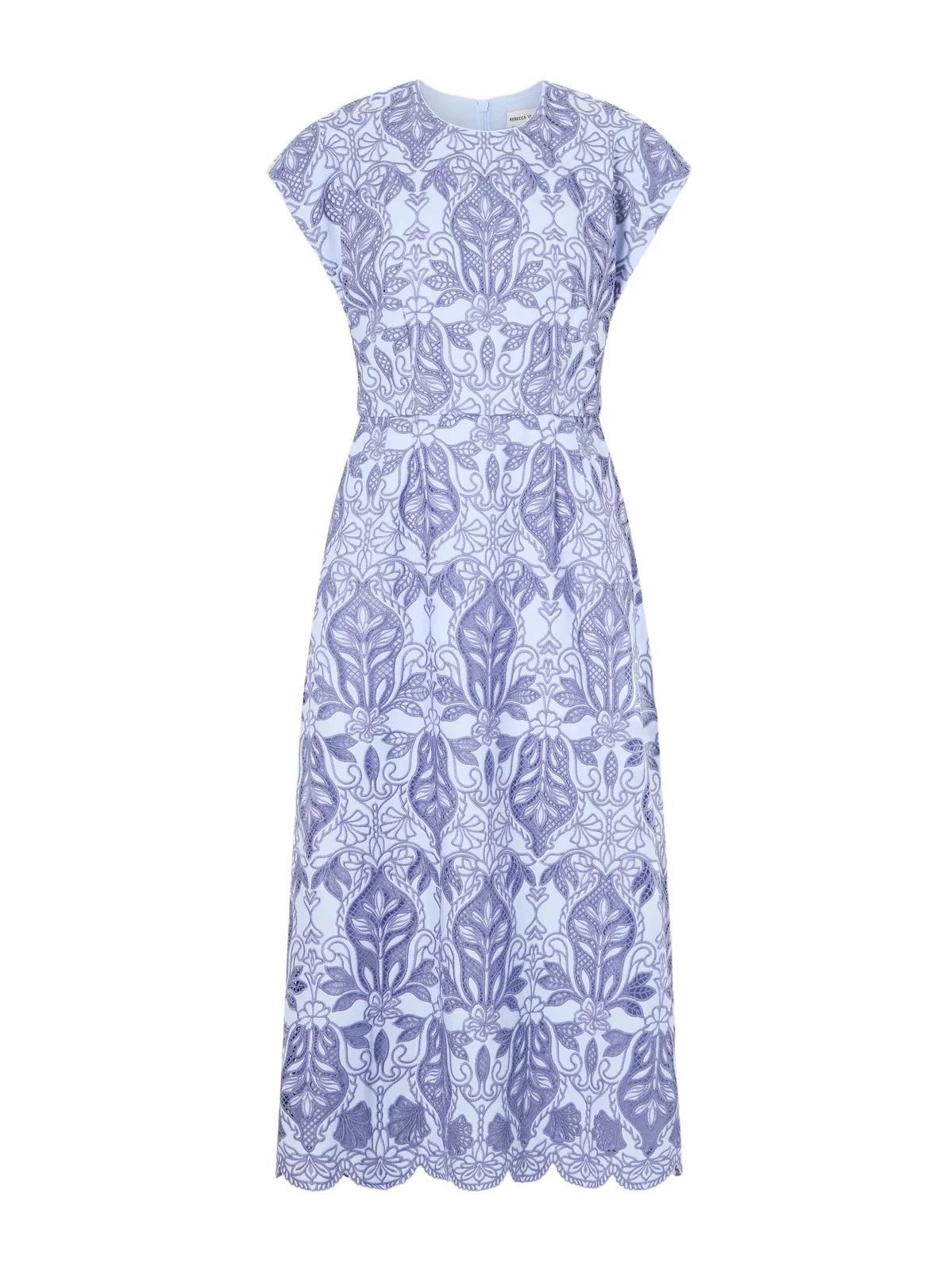 Blooming Lanterns Scalloped Embroidered Cotton Midi Dress