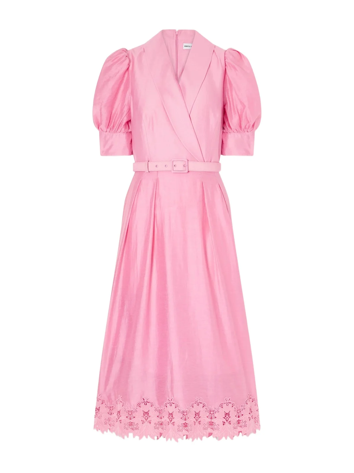 Petalite Belted Broderie Anglaise-trimmed Poplin Midi Dress