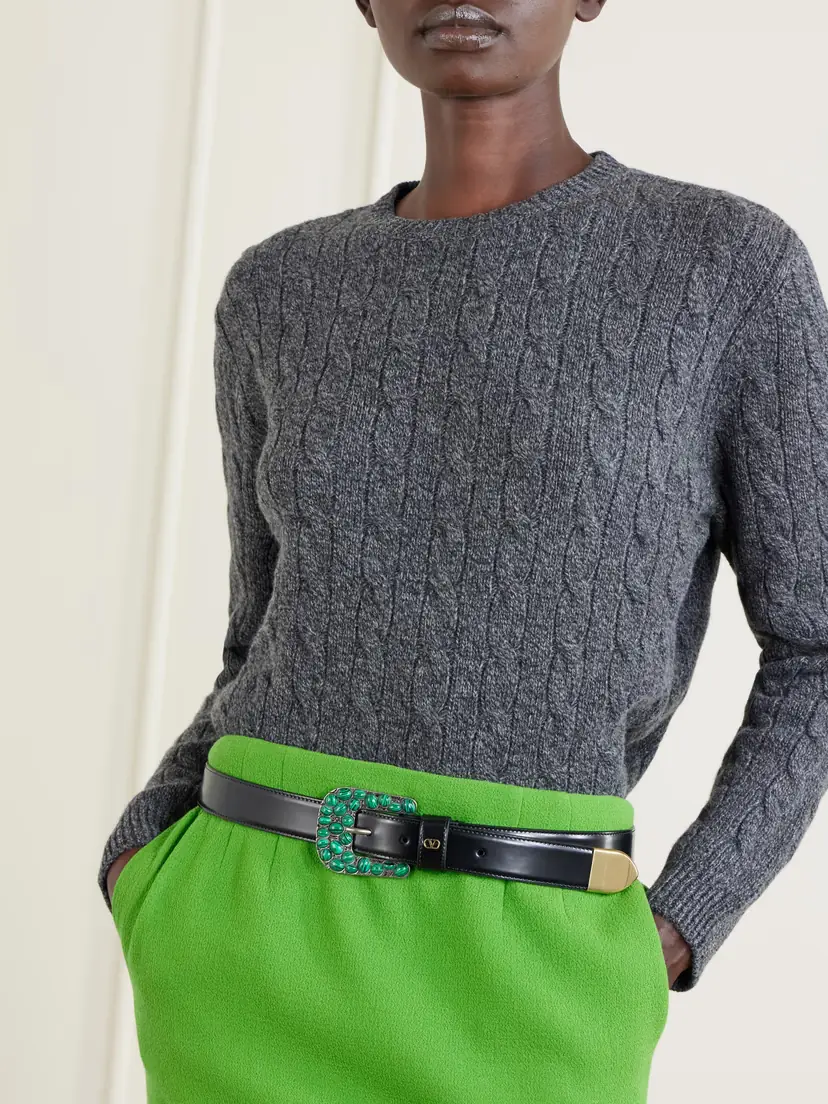 Valentino Garavani Vlogo Embellished Leather Belt | Thumbnail 2