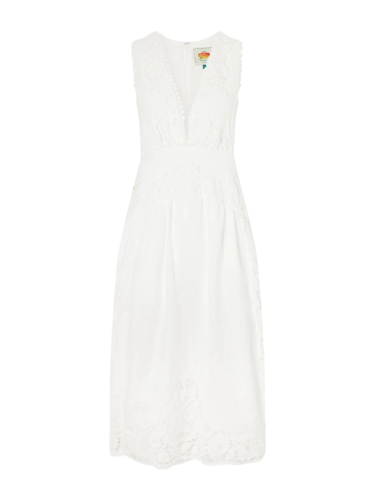 Floral-embroidered Linen Midi Dress
