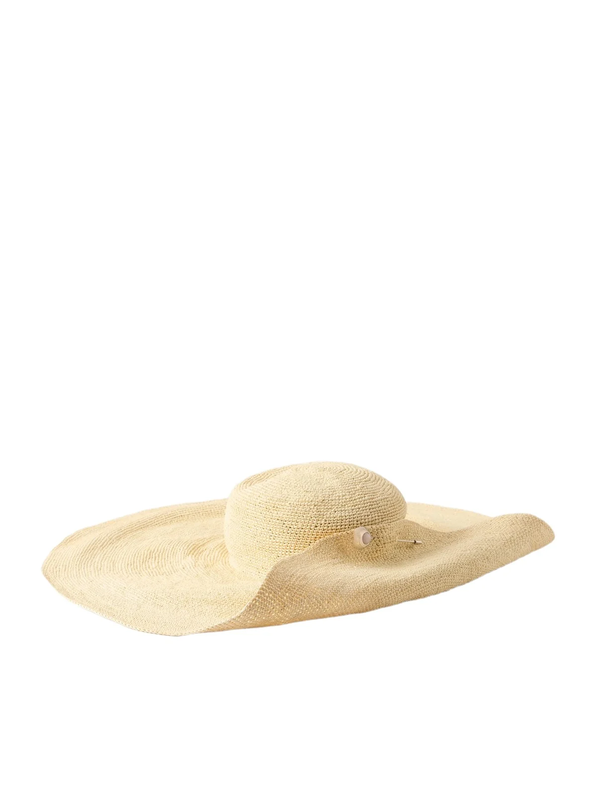 Cleo Pin-detail Straw-chrochet Wide-brim Hat Cleo Pin-detail Straw-chrochet Wide-brim Hat