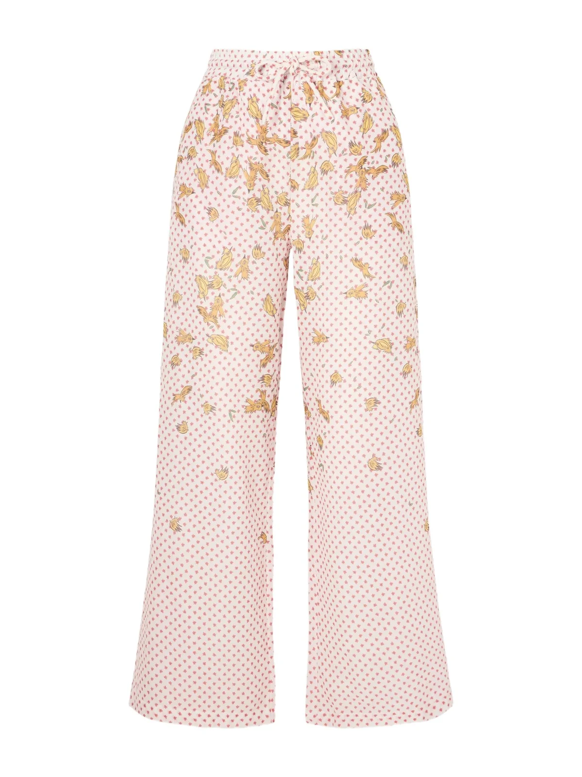 Pajaritos Y Rosas Wide Leg Printed Cotton Pants Pajaritos Y Rosas Wide Leg Printed Cotton Pants