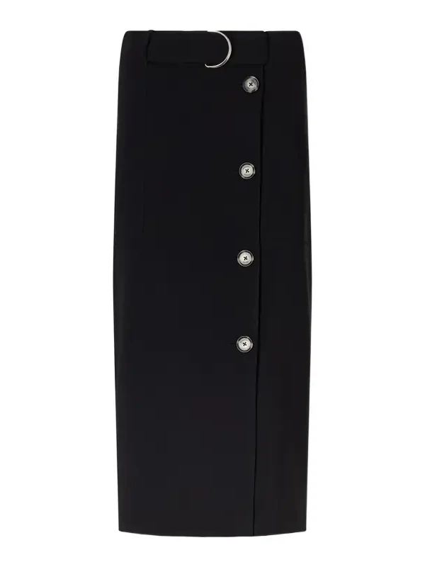Carine Belted Crepe De Chine Midi Skirt