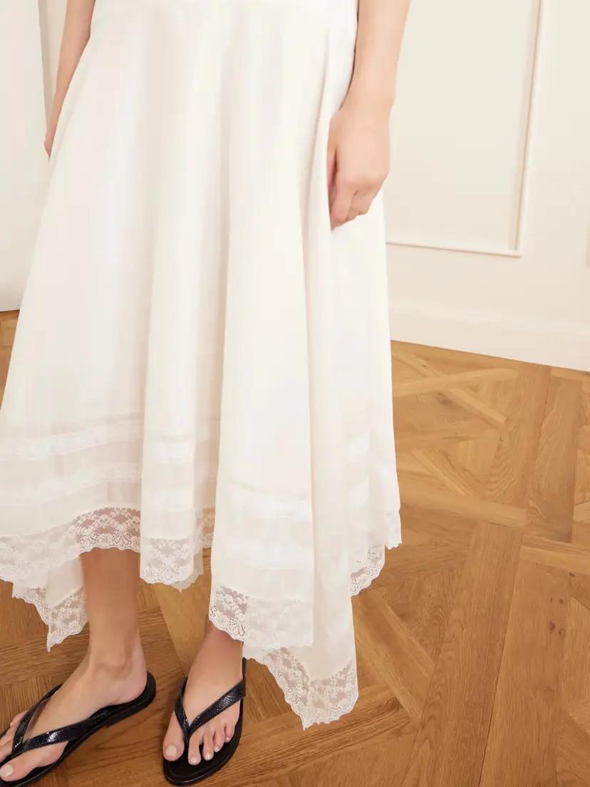 Staud Ainsley Asymmetric Lace-trimmed Cotton-voile Maxi Skirt | Thumbnail 5 Staud Ainsley Asymmetric Lace-trimmed Cotton-voile Maxi Skirt | Thumbnail 5