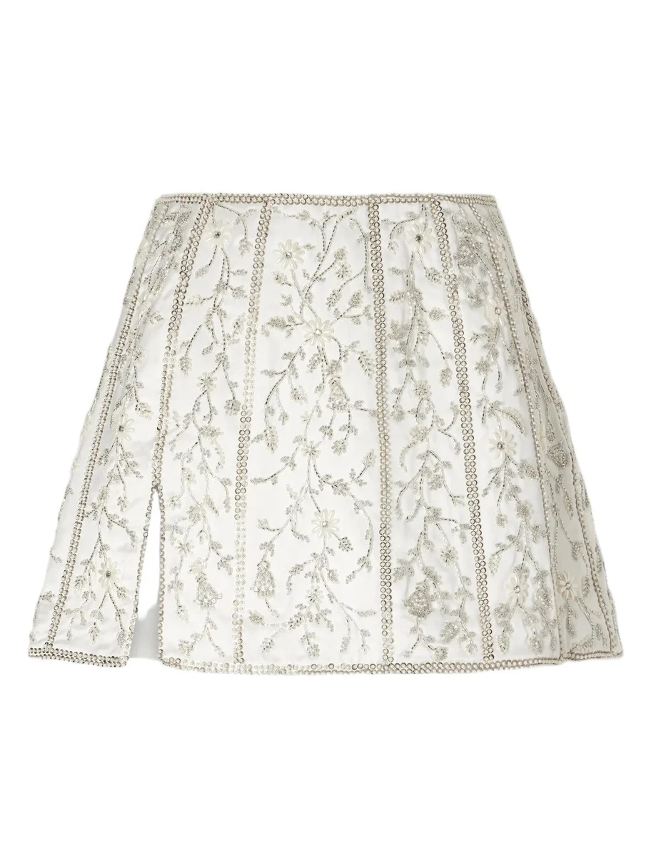 Brigitte Crystal-embellished Satin Mini Skirt Brigitte Crystal-embellished Satin Mini Skirt