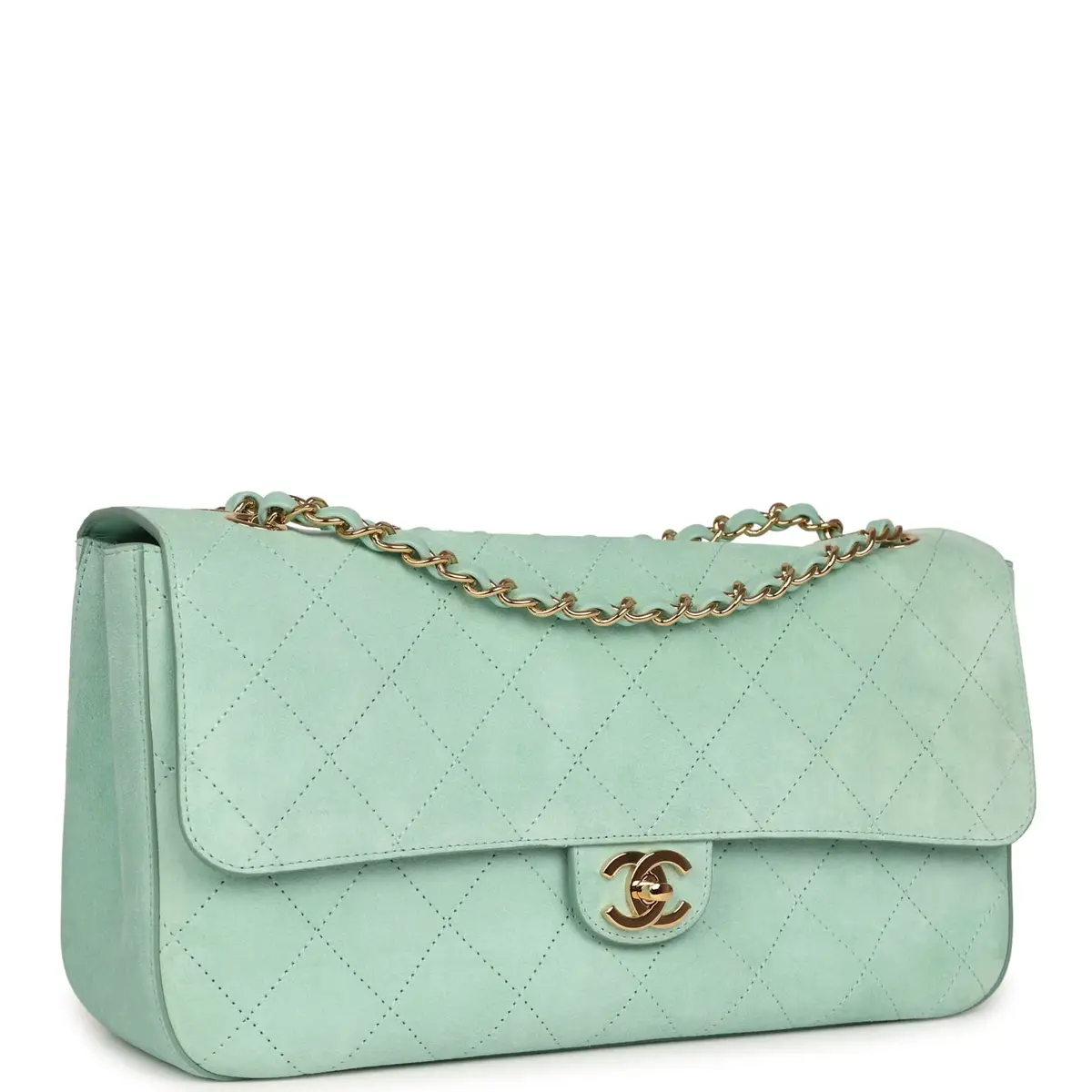 Chanel Chanel Maxi "Souplissimo" Small Flap Bag Green Beige Suede Gold Hardware | Thumbnail 2 Chanel Chanel Maxi "Souplissimo" Small Flap Bag Green Beige Suede Gold Hardware | Thumbnail 2