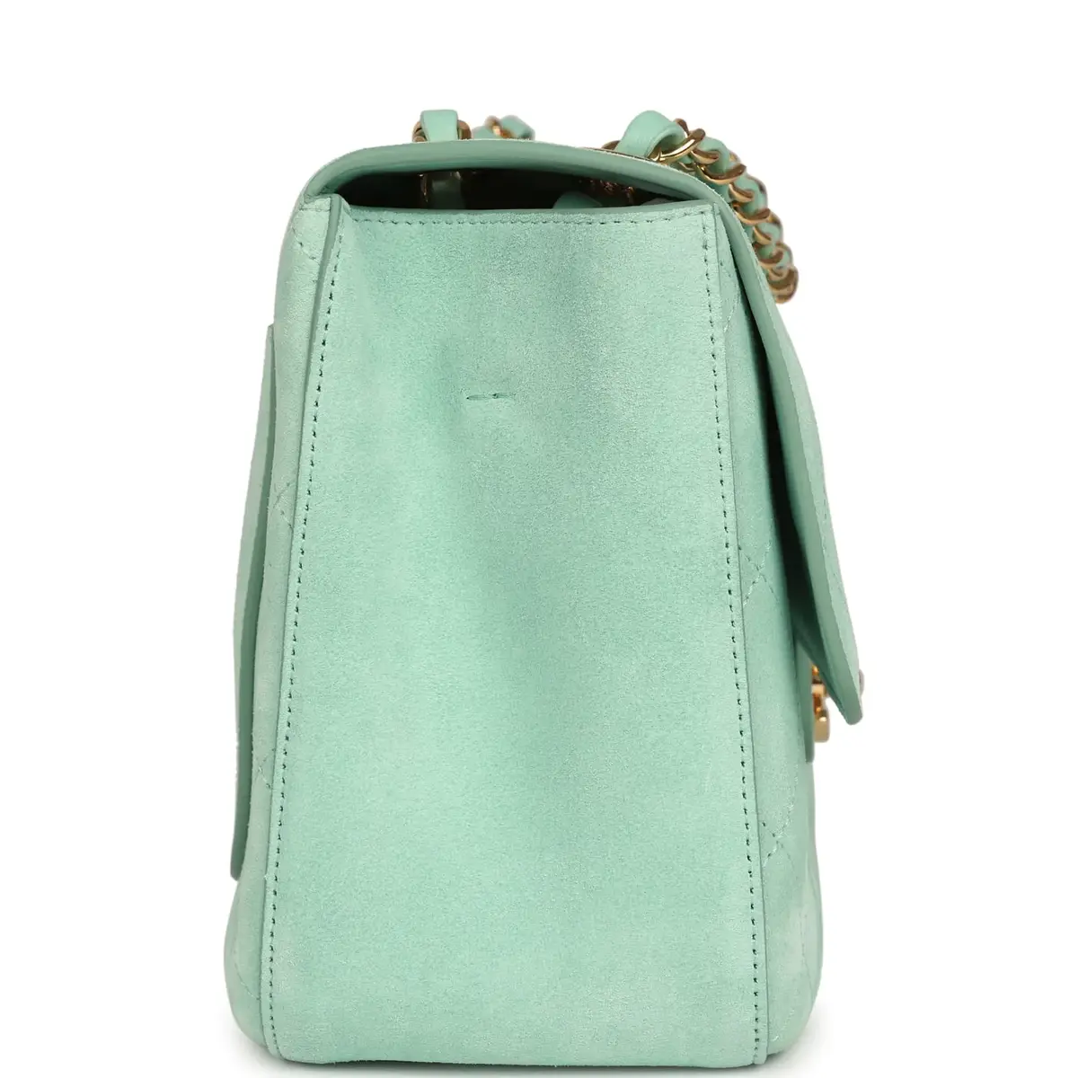 Chanel Chanel Maxi "Souplissimo" Small Flap Bag Green Beige Suede Gold Hardware | Thumbnail 3 Chanel Chanel Maxi "Souplissimo" Small Flap Bag Green Beige Suede Gold Hardware | Thumbnail 3