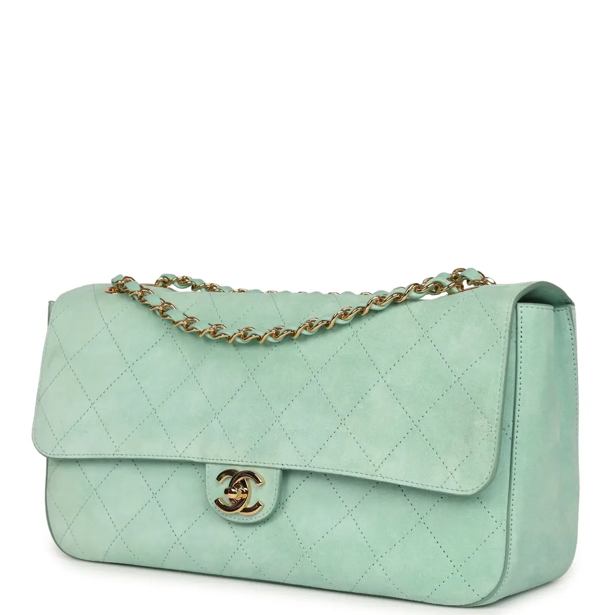 Chanel Chanel Maxi "Souplissimo" Small Flap Bag Green Beige Suede Gold Hardware | Thumbnail 5 Chanel Chanel Maxi "Souplissimo" Small Flap Bag Green Beige Suede Gold Hardware | Thumbnail 5