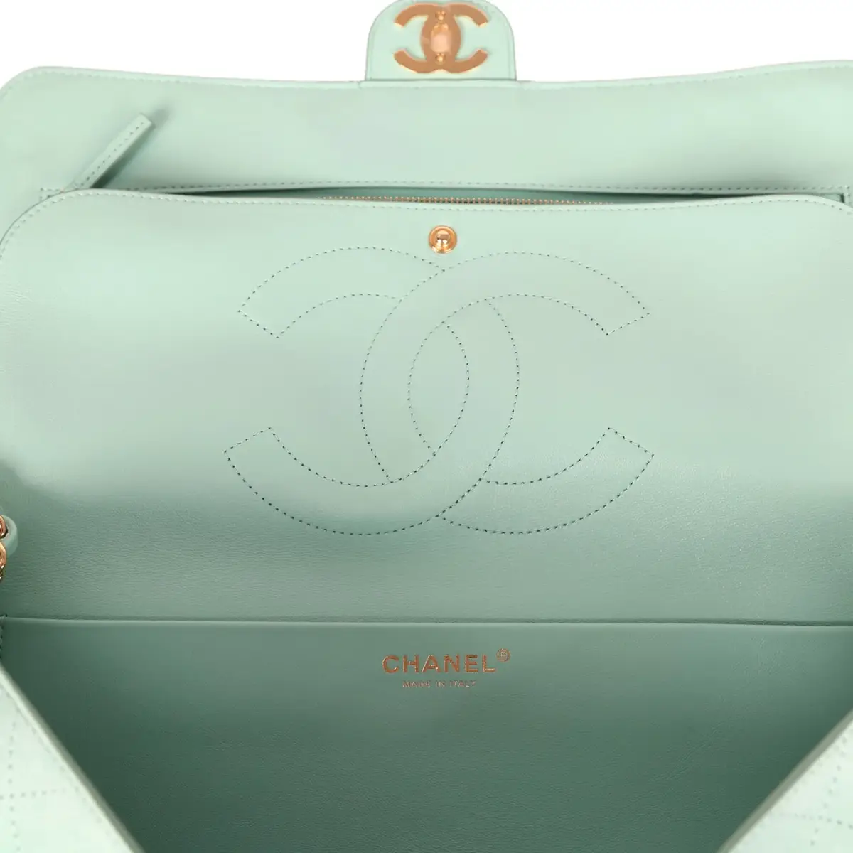 Chanel Chanel Maxi "Souplissimo" Small Flap Bag Green Beige Suede Gold Hardware | Thumbnail 9 Chanel Chanel Maxi "Souplissimo" Small Flap Bag Green Beige Suede Gold Hardware | Thumbnail 9