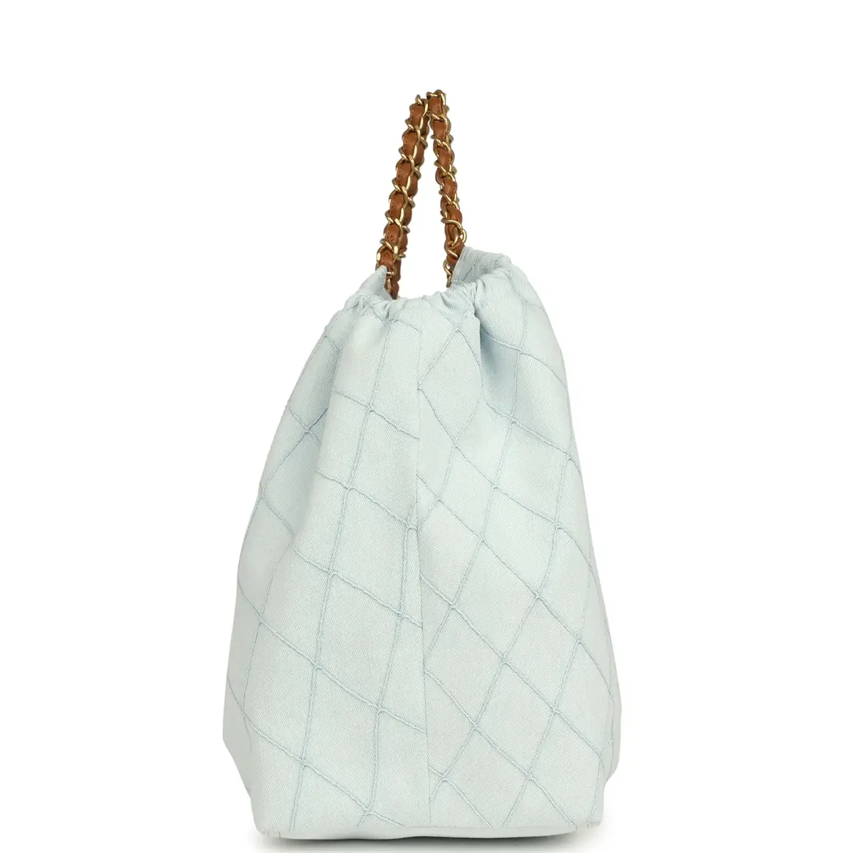 Chanel Chanel Maxi Coco Beach Cambon Hobo Bag Blue Denim and Brown Calfskin Brushed Gold Hardware | Thumbnail 3 Chanel Chanel Maxi Coco Beach Cambon Hobo Bag Blue Denim and Brown Calfskin Brushed Gold Hardware | Thumbnail 3