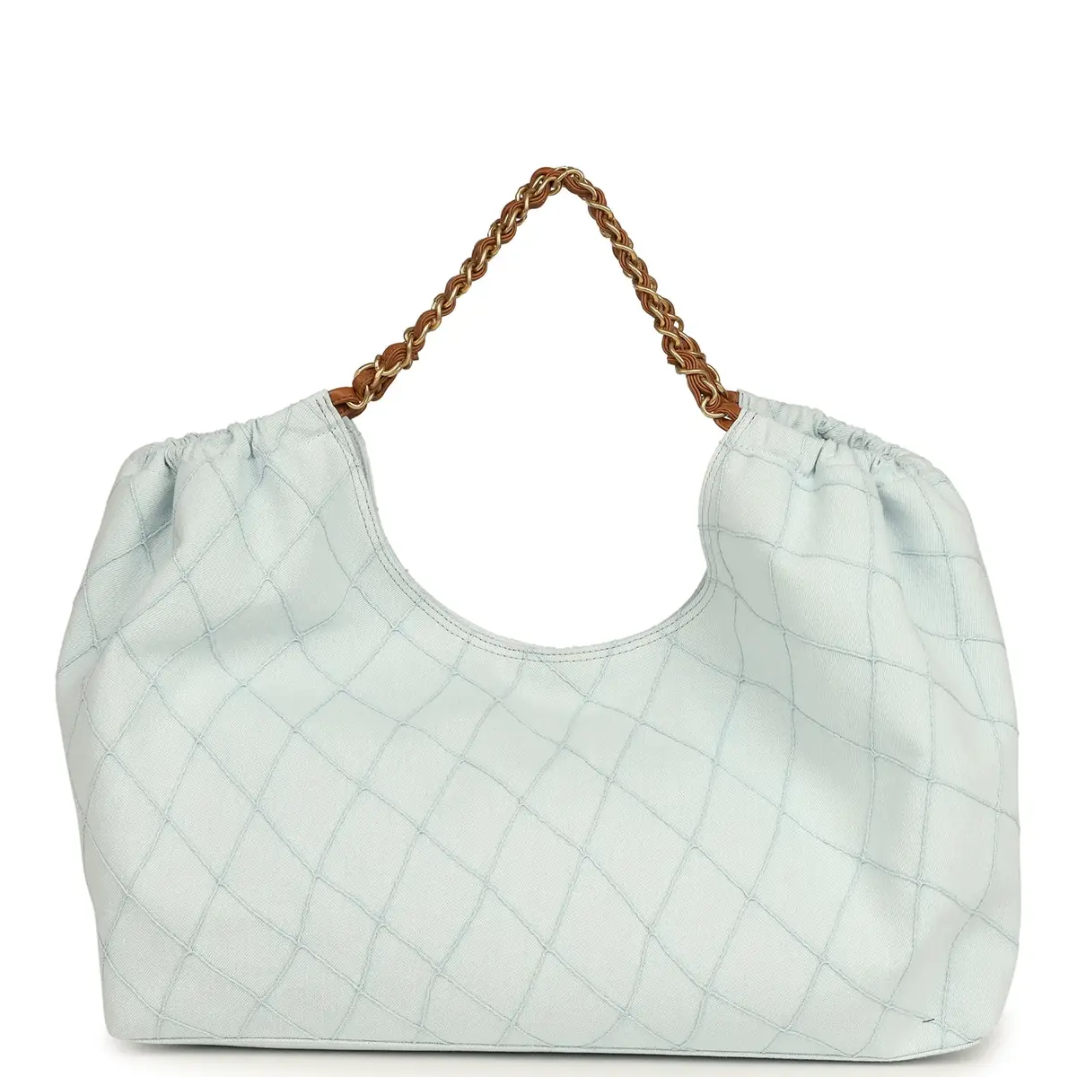 Chanel Chanel Maxi Coco Beach Cambon Hobo Bag Blue Denim and Brown Calfskin Brushed Gold Hardware | Thumbnail 4 Chanel Chanel Maxi Coco Beach Cambon Hobo Bag Blue Denim and Brown Calfskin Brushed Gold Hardware | Thumbnail 4