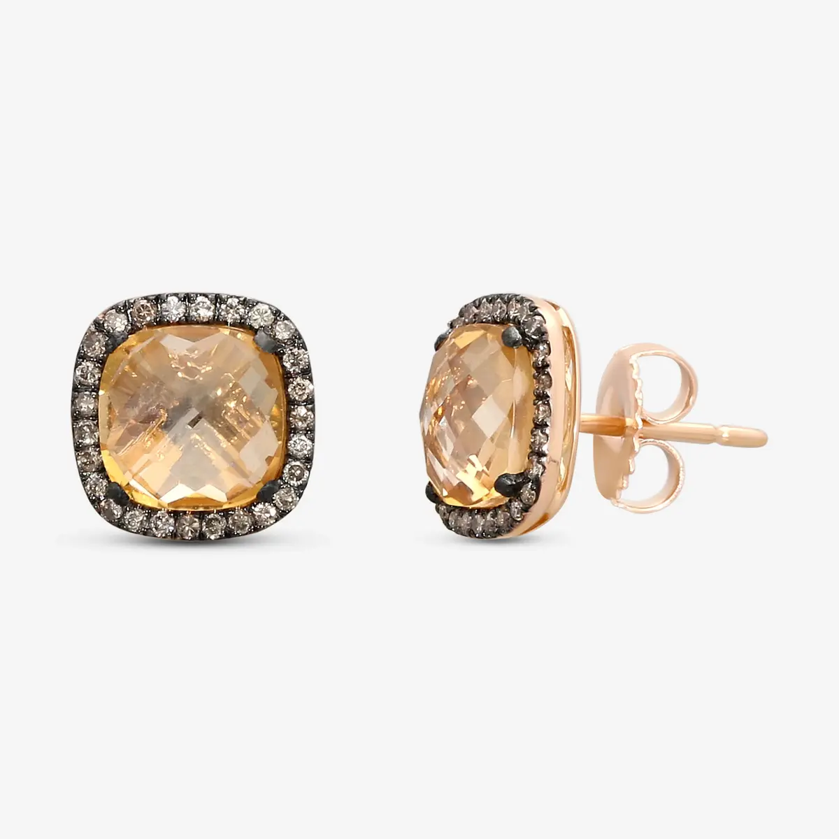 Suzanne Kalan Suzanne Kalan 18K Rose Gold Diamond & Champagne Topaz Stud Earrings by The Solist | Thumbnail 2