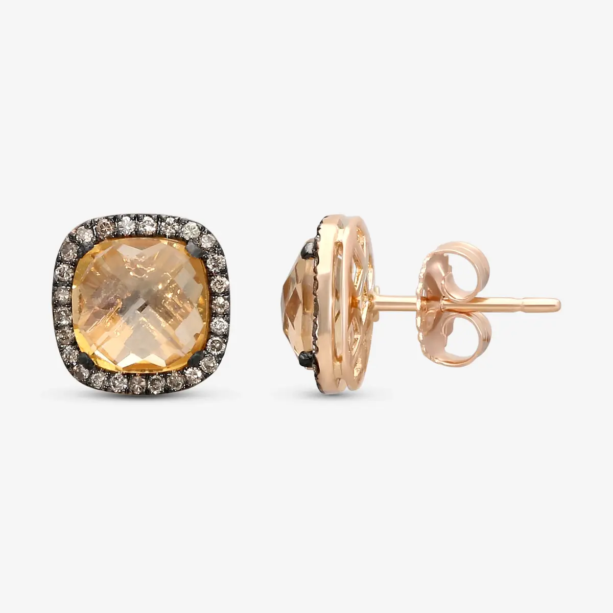 Suzanne Kalan Suzanne Kalan 18K Rose Gold Diamond & Champagne Topaz Stud Earrings by The Solist | Thumbnail 3