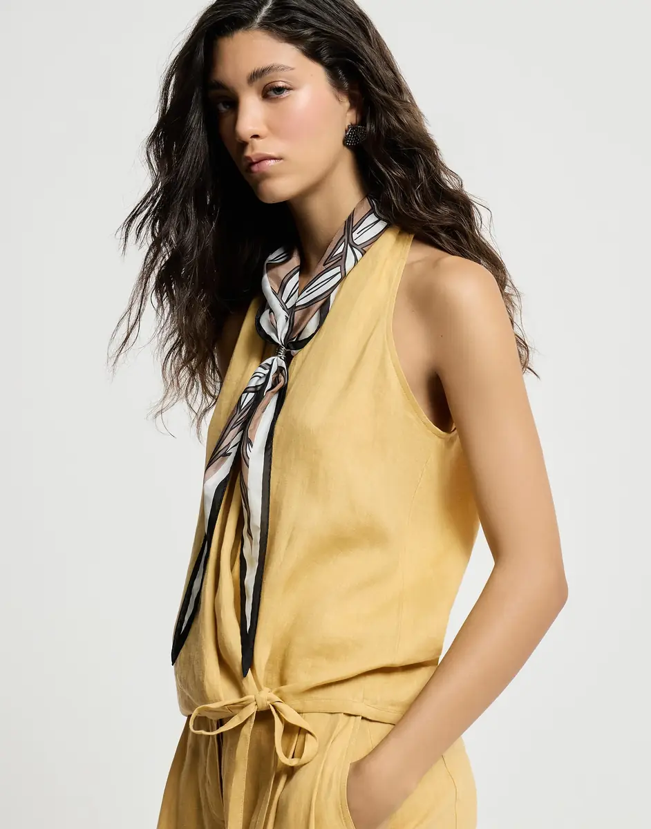 Brunello Cucinelli Linen wrap effect vest with monili | Thumbnail 4