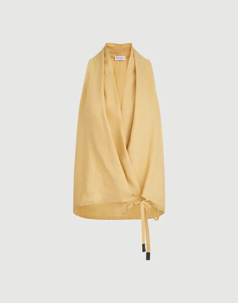 Brunello Cucinelli Linen wrap effect vest with monili | Thumbnail 6