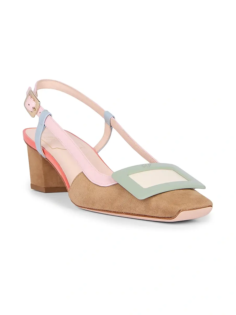 Roger Vivier Women's 45MM Lacquered Suede Slingback Pumps | Thumbnail 2