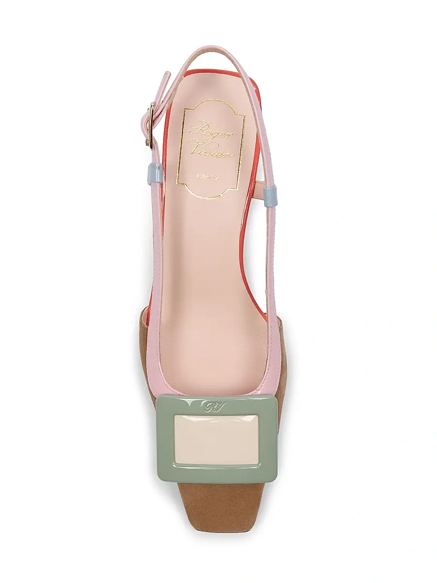 Roger Vivier Women's 45MM Lacquered Suede Slingback Pumps | Thumbnail 4