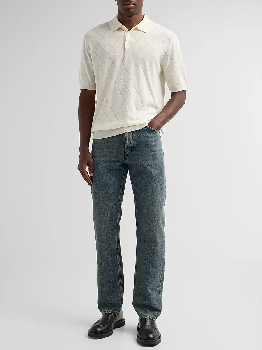 Saks Fifth Avenue Men's COLLECTION Diamond-Knit Cotton Polo Shirt | Thumbnail 2 Saks Fifth Avenue Men's COLLECTION Diamond-Knit Cotton Polo Shirt | Thumbnail 2