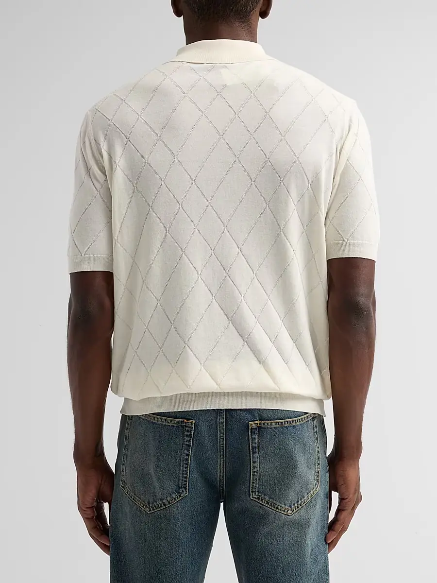 Saks Fifth Avenue Men's COLLECTION Diamond-Knit Cotton Polo Shirt | Thumbnail 3 Saks Fifth Avenue Men's COLLECTION Diamond-Knit Cotton Polo Shirt | Thumbnail 3