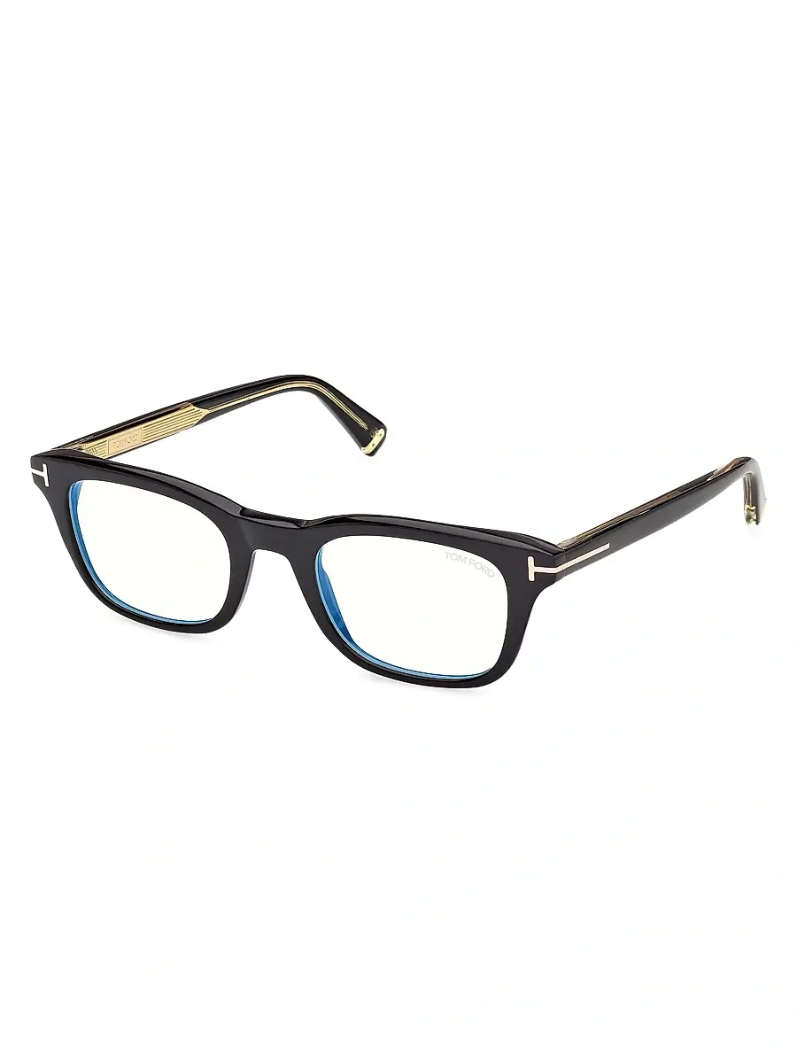 Tom Ford Men's 50MM Blue Block Rectangular Eyeglasses | Image 1 Tom Ford Men's 50MM Blue Block Rectangular Eyeglasses | Image 1