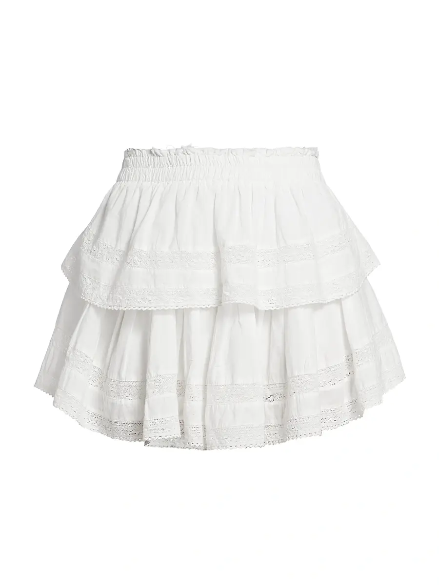 LoveShackFancy Women's Tiered Ruffle Mini Skirt - Antique White | Image 1 LoveShackFancy Women's Tiered Ruffle Mini Skirt - Antique White | Image 1