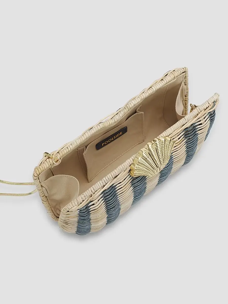 Poolside Women's Summer 2026 The Classica Striped Rattan Clutch - Blue | Thumbnail 3 Poolside Women's Summer 2026 The Classica Striped Rattan Clutch - Blue | Thumbnail 3