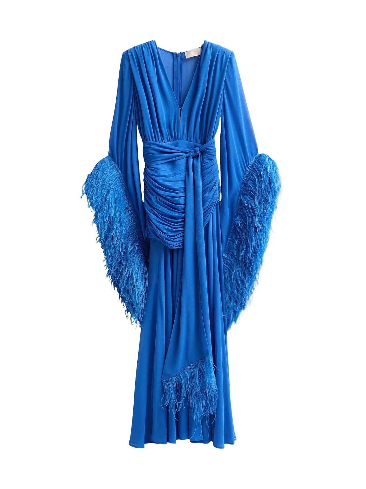 Women's Geisha Feather Cuff Draped Maxi Dress Women's Geisha Feather Cuff Draped Maxi Dress