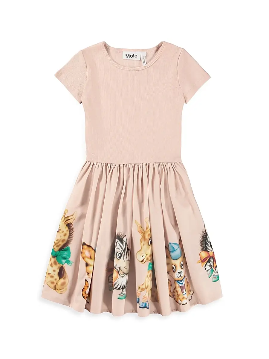 Molo Little Girl's & Girl's Cissa Printed A-Line Dress - Vintage Blush | Image 1 Molo Little Girl's & Girl's Cissa Printed A-Line Dress - Vintage Blush | Image 1