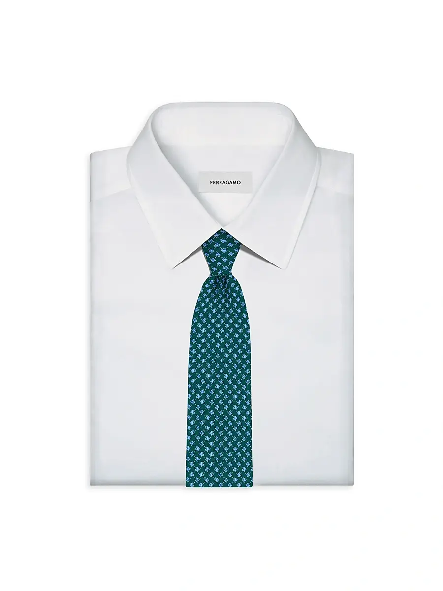 Ferragamo Men's Fish Gancini Silk Tie | Thumbnail 2 Ferragamo Men's Fish Gancini Silk Tie | Thumbnail 2