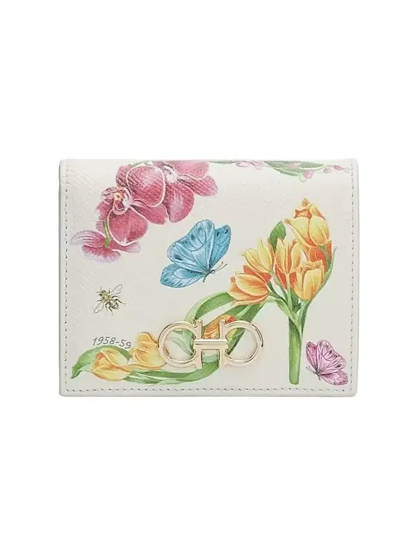 Women's Gancini Floral Leather Compact Bifold Wallet