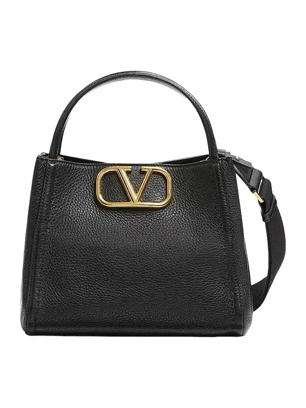 Women's Garavani Alltime Medium Handbag in Grainy Calfskin - Black