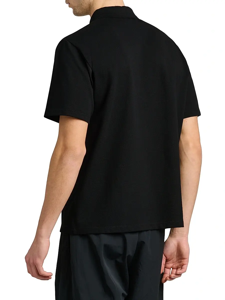 Versace Men's Piquet Medusa Buttons Cotton Polo Shirt | Thumbnail 5 Versace Men's Piquet Medusa Buttons Cotton Polo Shirt | Thumbnail 5