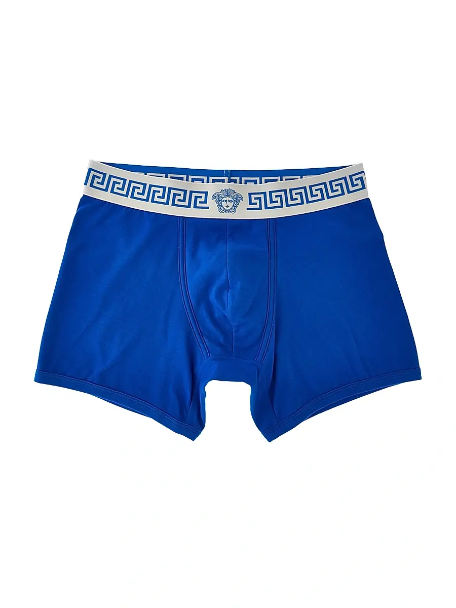 Versace Men's Greca Medusa-Head Jersey Boxer Brief - Electric Blue - Size XL | Image 1 Versace Men's Greca Medusa-Head Jersey Boxer Brief - Electric Blue - Size XL | Image 1