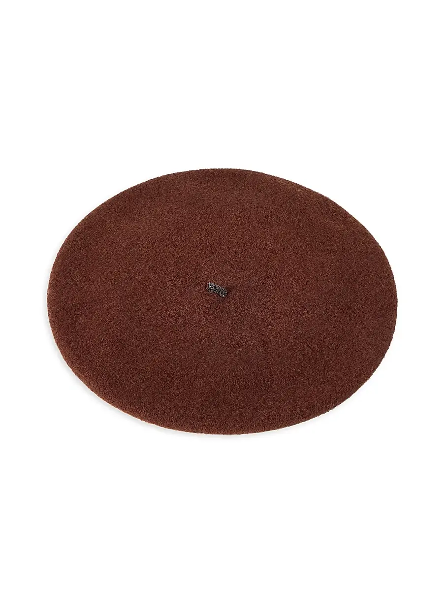 Brunello Cucinelli Women's Wool Beret Hat with Precious Detail - Ruby | Thumbnail 3 Brunello Cucinelli Women's Wool Beret Hat with Precious Detail - Ruby | Thumbnail 3