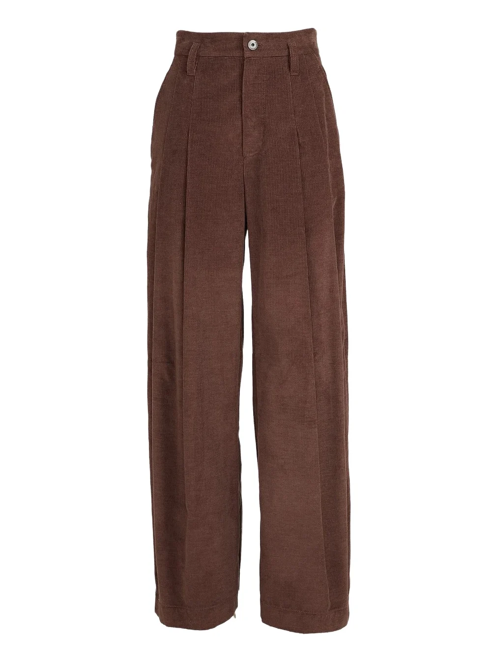 Brunello Cucinelli Women's Stretch Cotton and Cashmere Corduroy Five Pocket Baggy Pants with Monili - Chocolate