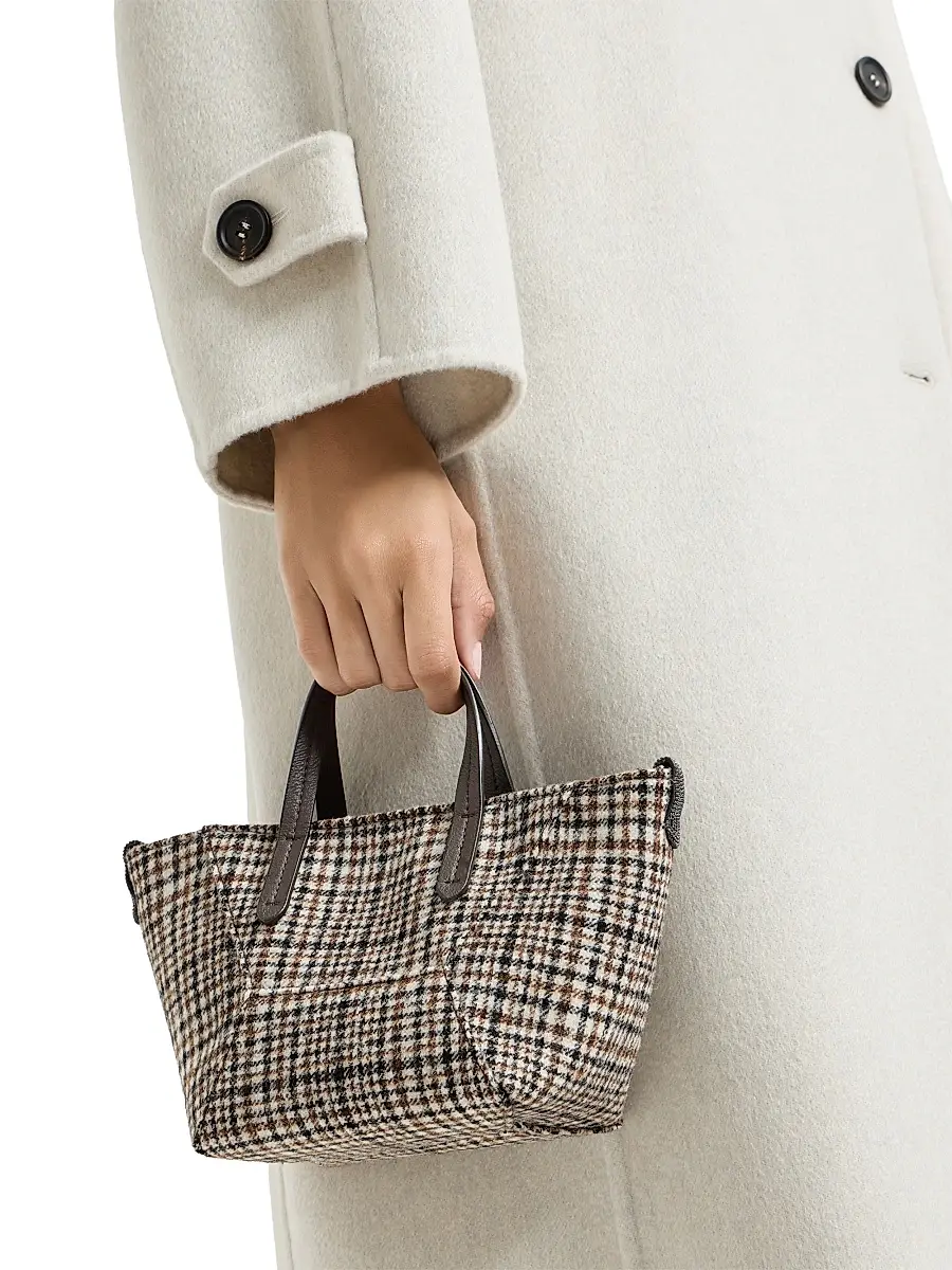 Brunello Cucinelli Women's Duo Mini Top Handle Bag in Water Resistant Alpaca and Wool - Brown | Thumbnail 2 Brunello Cucinelli Women's Duo Mini Top Handle Bag in Water Resistant Alpaca and Wool - Brown | Thumbnail 2