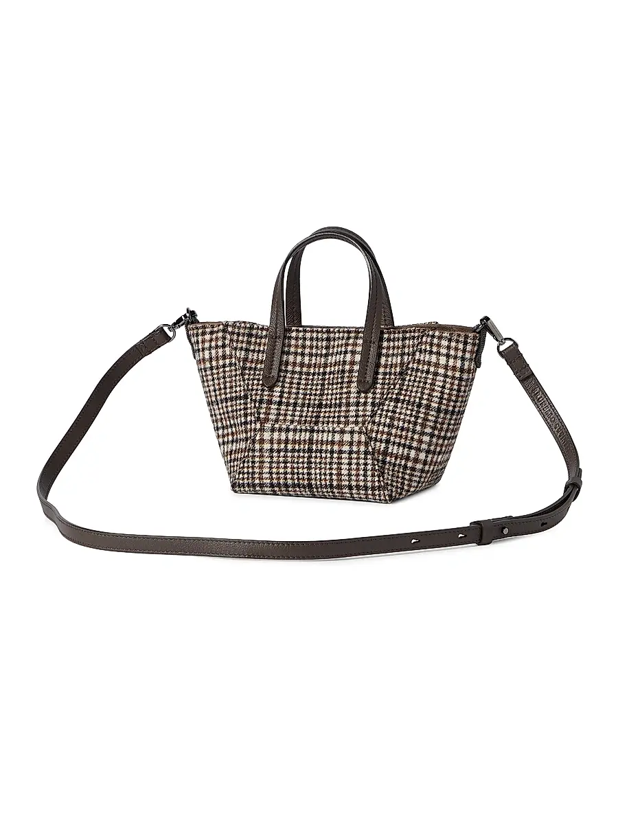 Brunello Cucinelli Women's Duo Mini Top Handle Bag in Water Resistant Alpaca and Wool - Brown | Thumbnail 3 Brunello Cucinelli Women's Duo Mini Top Handle Bag in Water Resistant Alpaca and Wool - Brown | Thumbnail 3