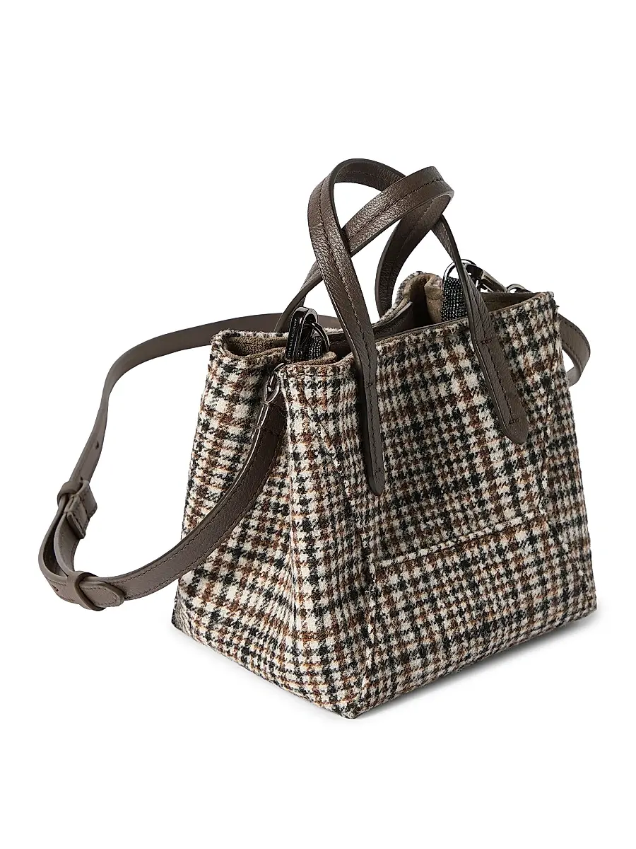 Brunello Cucinelli Women's Duo Mini Top Handle Bag in Water Resistant Alpaca and Wool - Brown | Thumbnail 4 Brunello Cucinelli Women's Duo Mini Top Handle Bag in Water Resistant Alpaca and Wool - Brown | Thumbnail 4