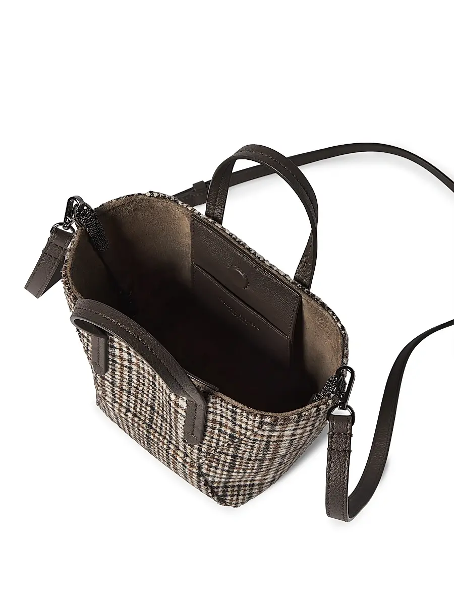 Brunello Cucinelli Women's Duo Mini Top Handle Bag in Water Resistant Alpaca and Wool - Brown | Thumbnail 5 Brunello Cucinelli Women's Duo Mini Top Handle Bag in Water Resistant Alpaca and Wool - Brown | Thumbnail 5