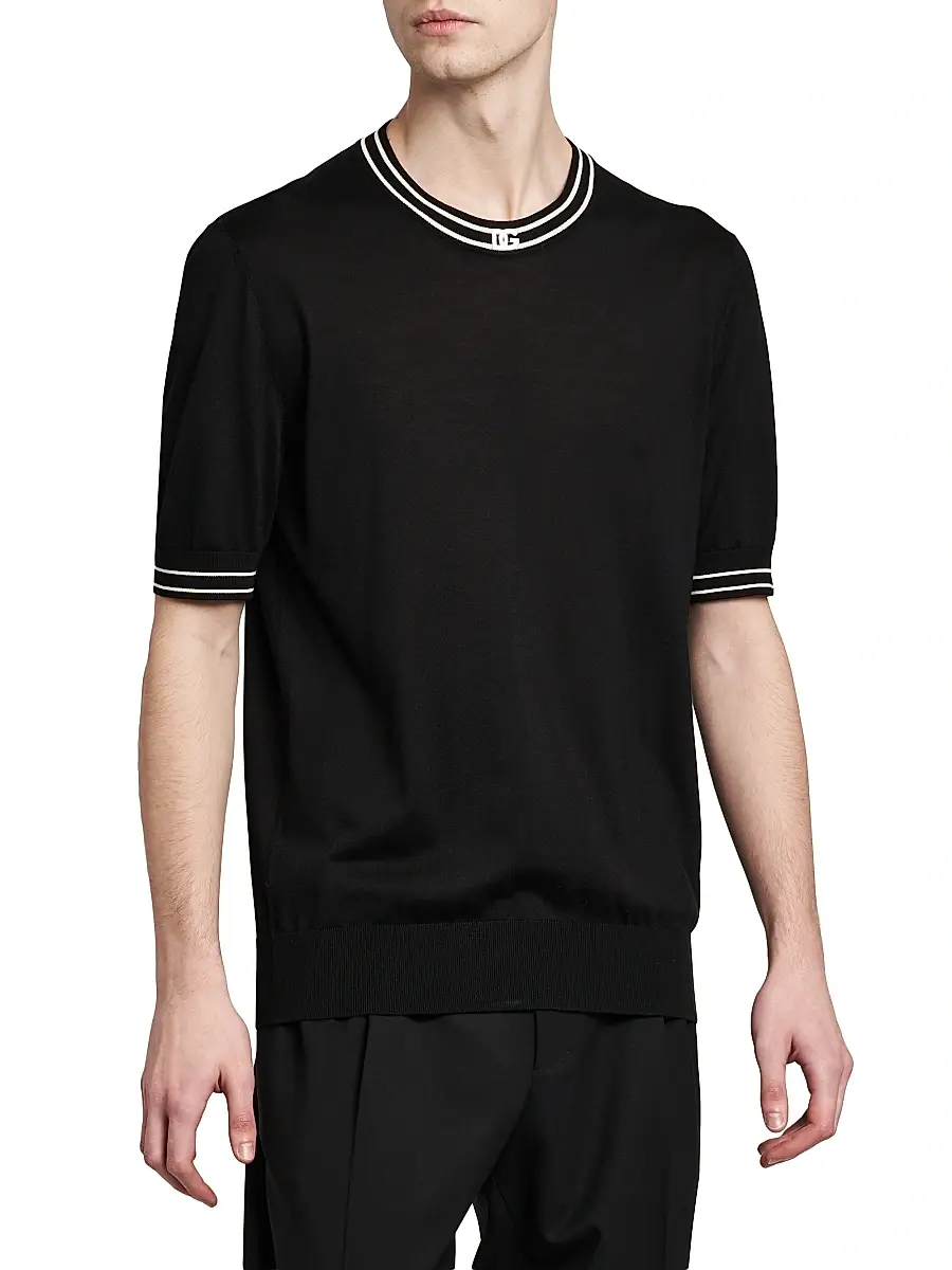 Dolce & Gabbana Men's Logo Silk T-Shirt | Thumbnail 4 Dolce & Gabbana Men's Logo Silk T-Shirt | Thumbnail 4