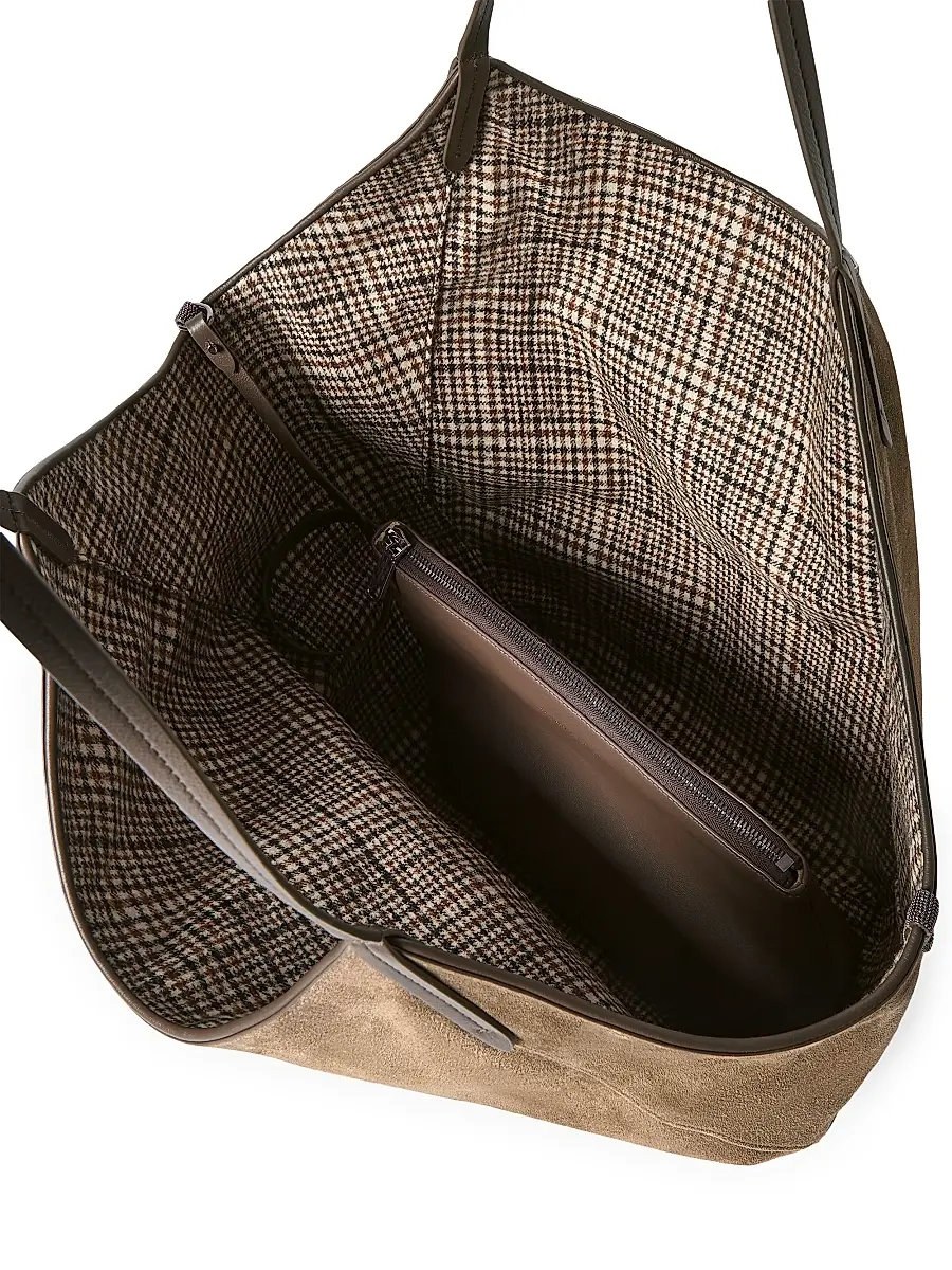 Brunello Cucinelli Women's Duo Shopper Bag in Water Resistant Alpaca and Wool - Brown | Thumbnail 5 Brunello Cucinelli Women's Duo Shopper Bag in Water Resistant Alpaca and Wool - Brown | Thumbnail 5