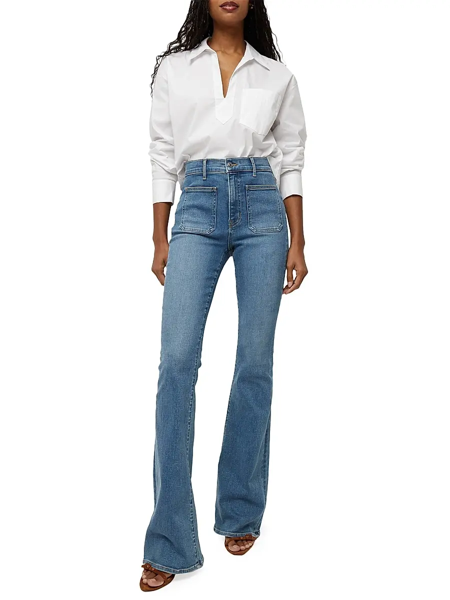 Veronica Beard Women's Beverly Skinny Flare Patch Pocket Jeans | Thumbnail 2 Veronica Beard Women's Beverly Skinny Flare Patch Pocket Jeans | Thumbnail 2